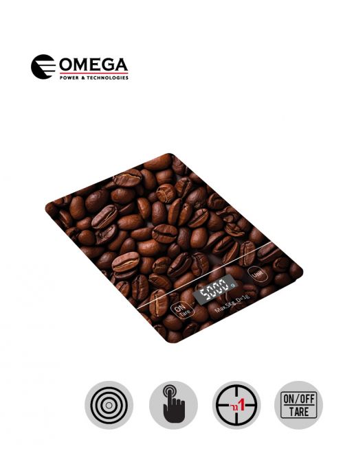 משקל מטבח דיגיטלי OMEGA פולי קפה עד 5 ק"ג מזכוכית מחוסמת משקל מטבח דיגיטלי OMEGA פולי קפה עד 5 ק"ג מזכוכית מחוסמת