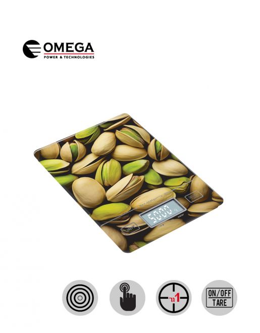 משקל מטבח דיגיטלי OMEGA פיסטוקים עד 5 ק"ג מזכוכית מחוסמת משקל מטבח דיגיטלי OMEGA פיסטוקים עד 5 ק"ג מזכוכית מחוסמת