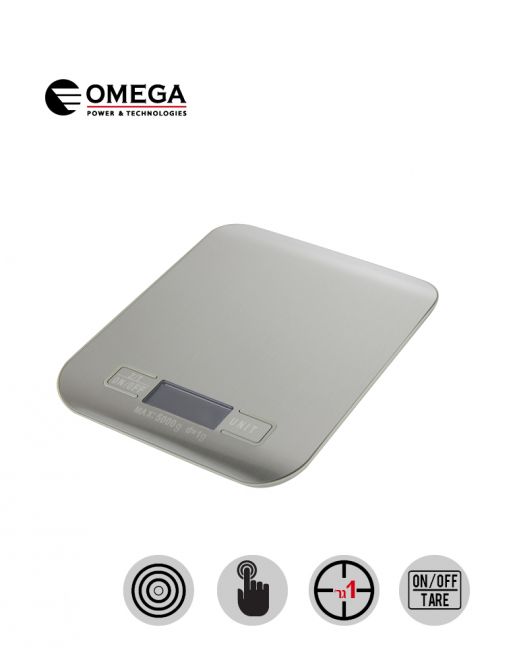 משקל מטבח דיגיטלי OMEGA נירוסטה עד 5 ק"ג עם צג LCD משקל מטבח דיגיטלי OMEGA נירוסטה עד 5 ק"ג עם צג LCD