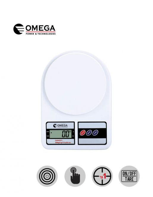 משקל מטבח דיגיטלי OMEGA עד 5 ק"ג עם מסך LCD ודיוק 1 גרם משקל מטבח דיגיטלי OMEGA עד 5 ק"ג עם מסך LCD ודיוק 1 גרם