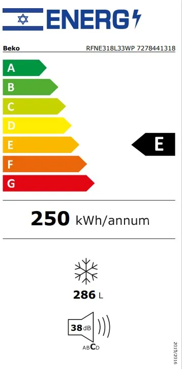 ����� 8 ������ Beko ��� RFNE318L33WP
